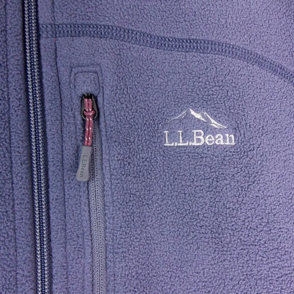 LL Bean Full Zip Fleece Jacket Mock Neck Men's Size XL Burgundy Gray
